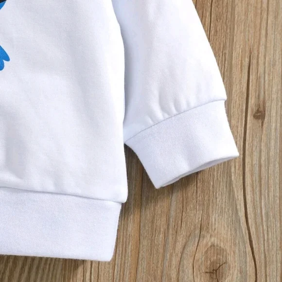 Baby Cartoon Dinosaur & Letter Graphic Pullover & 3D Patched Sweatpants - Picture 5 of 7